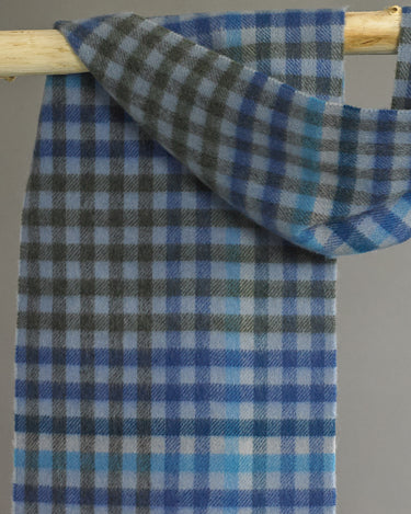 Blue Check Cashmere Scarf